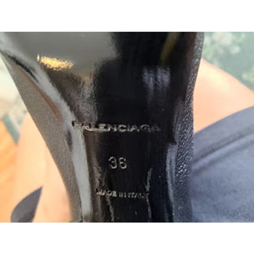 Balenciaga Womens 6 Boots Pebbled Leather Black Tall Knee Buckle Strap - Picture 4 of 16